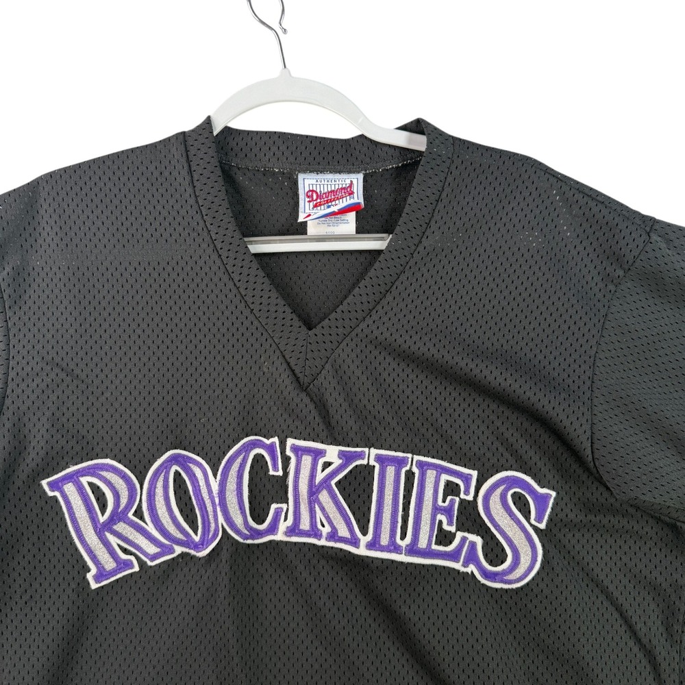 Majestic Colorado Rockies Jersey Mens XL Black Mesh V-Neck Diamond Collection